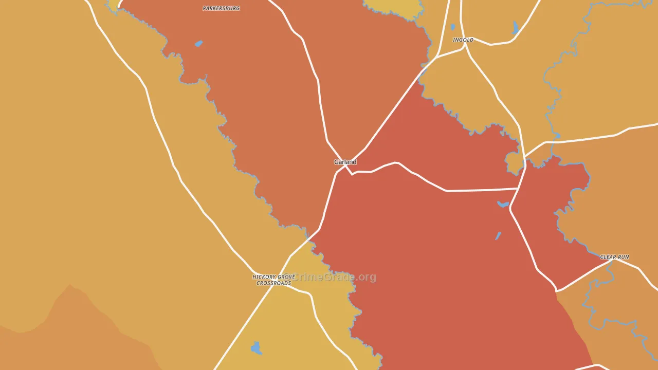 Garland, NC Map of Vandalism Rates
