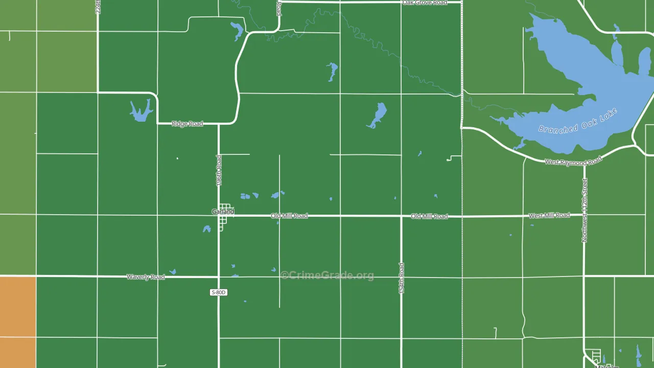 Garland, NE Map of Vandalism Rates