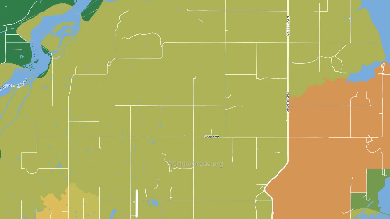 Garland, OK Map of Vandalism Rates