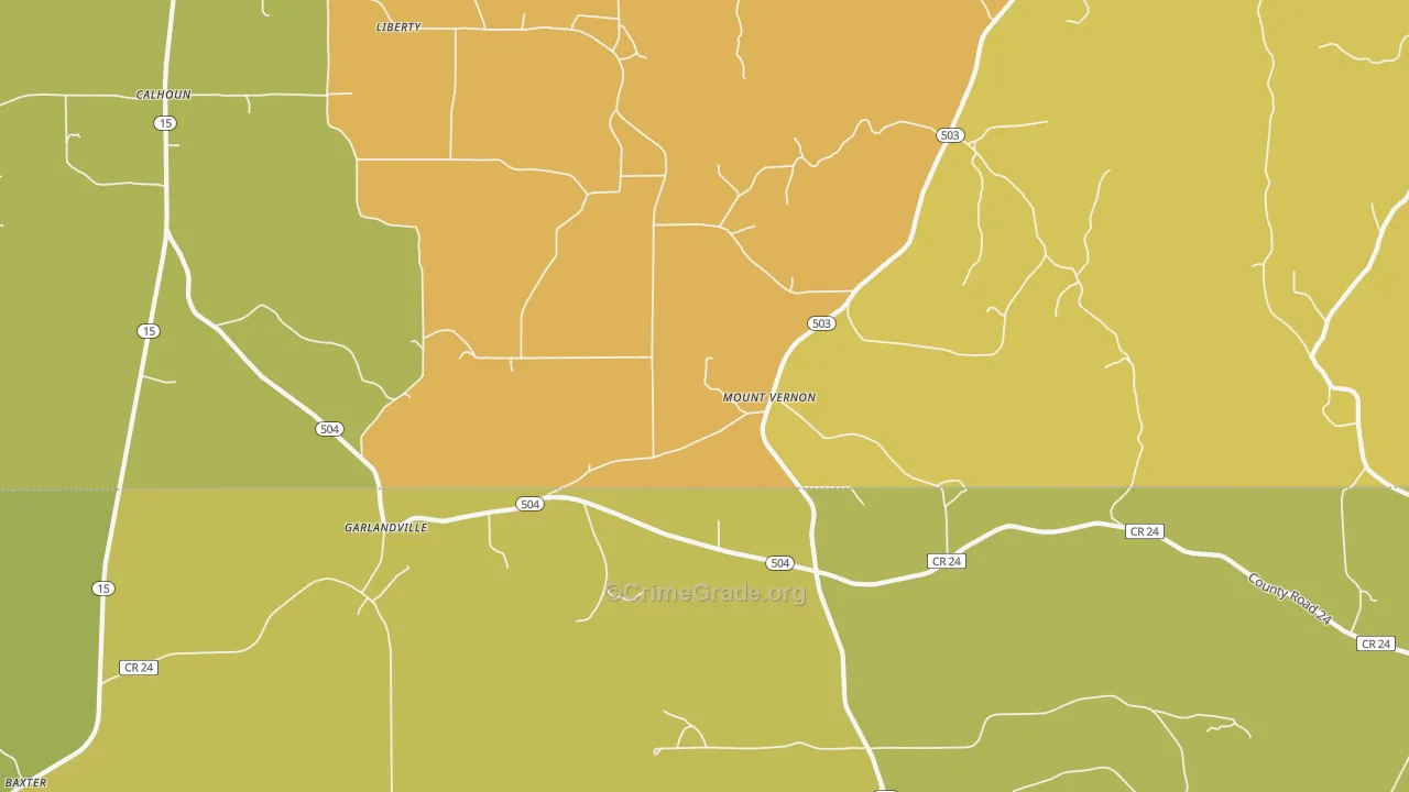 Garlandville, MS Map of Vandalism Rates