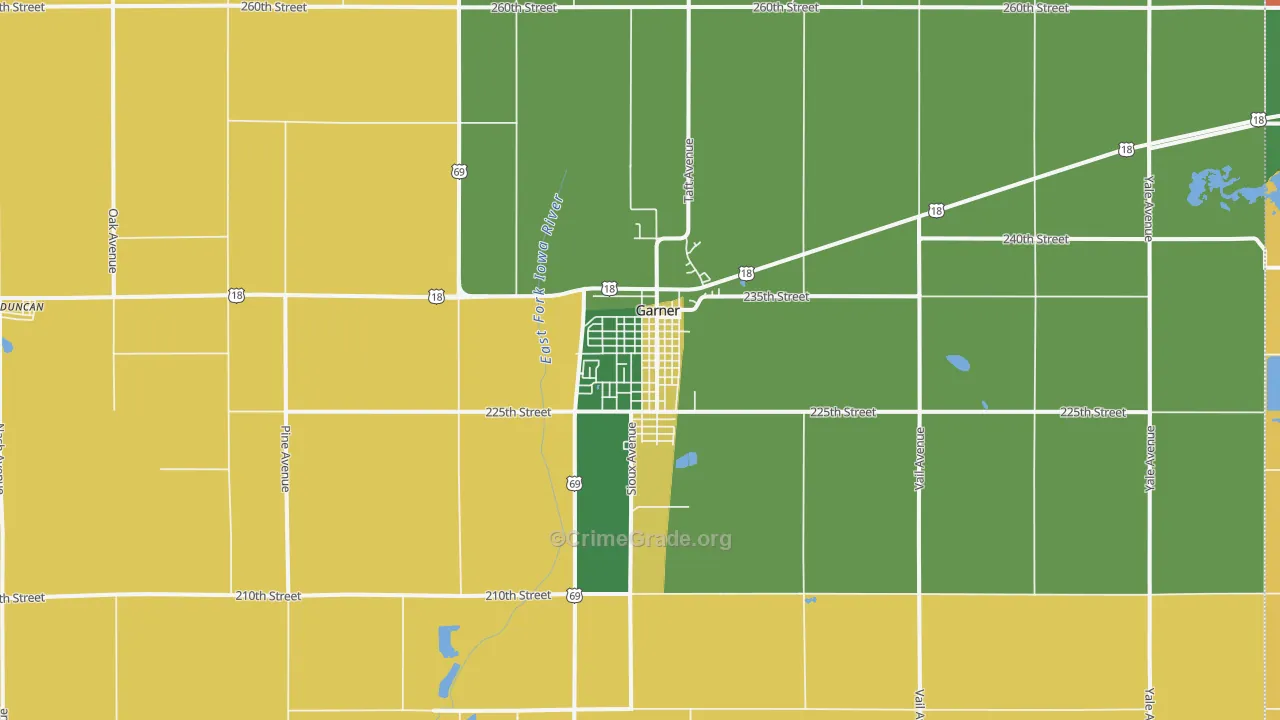 Garner, IA Map of Vandalism Rates
