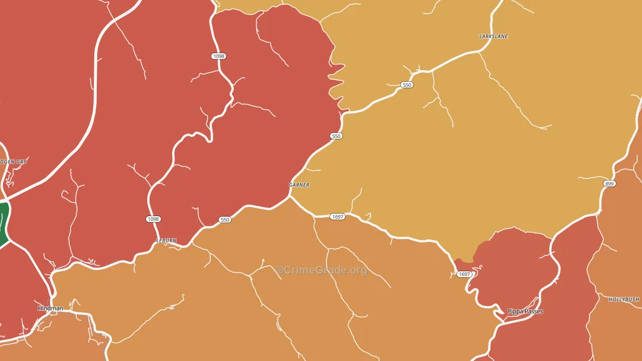 Garner, KY Map of Vandalism Rates