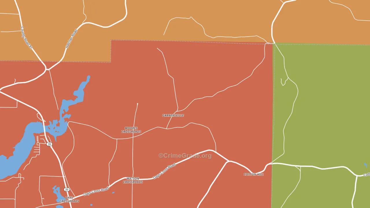 Garnersville, GA Map of Vandalism Rates