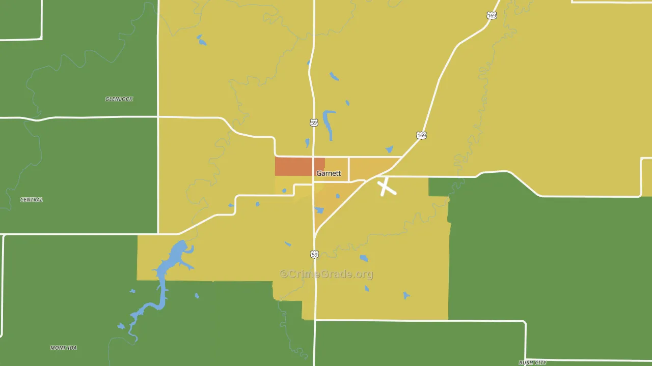Garnett, KS Map of Vandalism Rates
