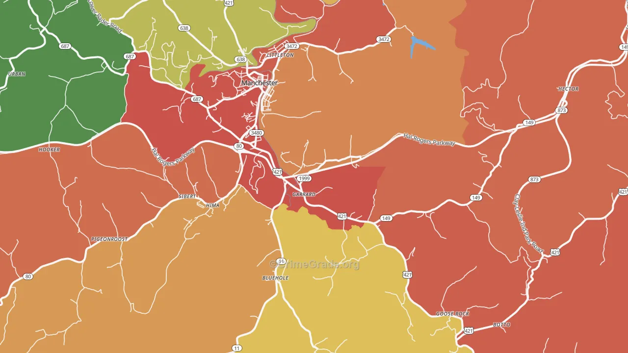 Garrard, KY Map of Vandalism Rates