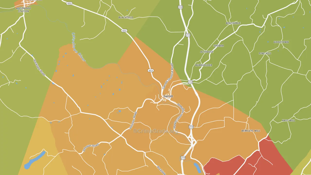 Garrett, PA Map of Vandalism Rates