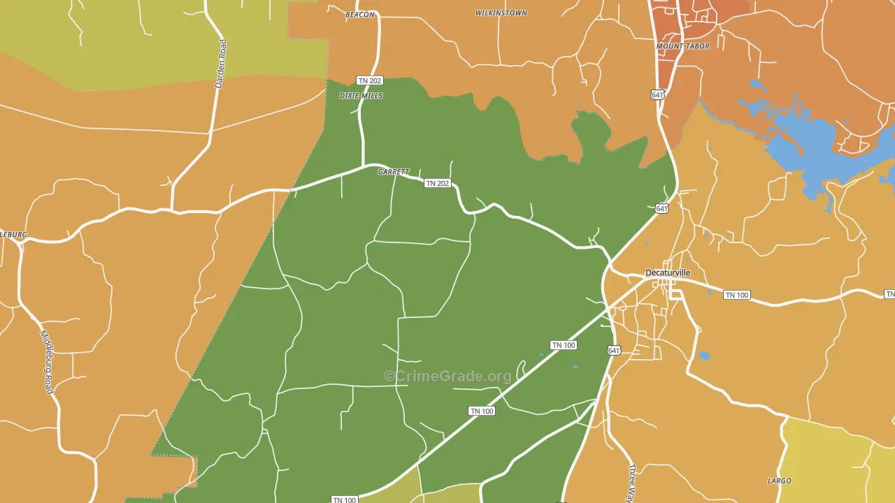 Garrett, TN Map of Vandalism Rates