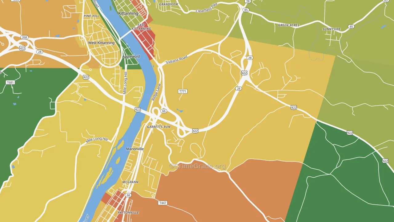 Garretts Run, PA Map of Vandalism Rates