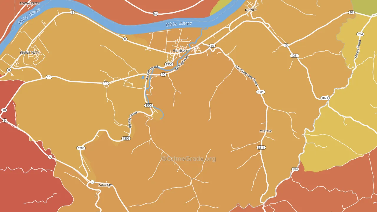 Garrison, KY Map of Vandalism Rates