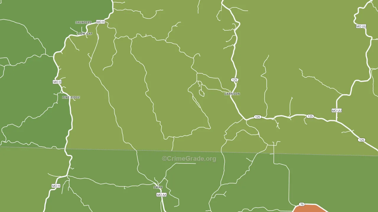 Garrison, MO Map of Vandalism Rates