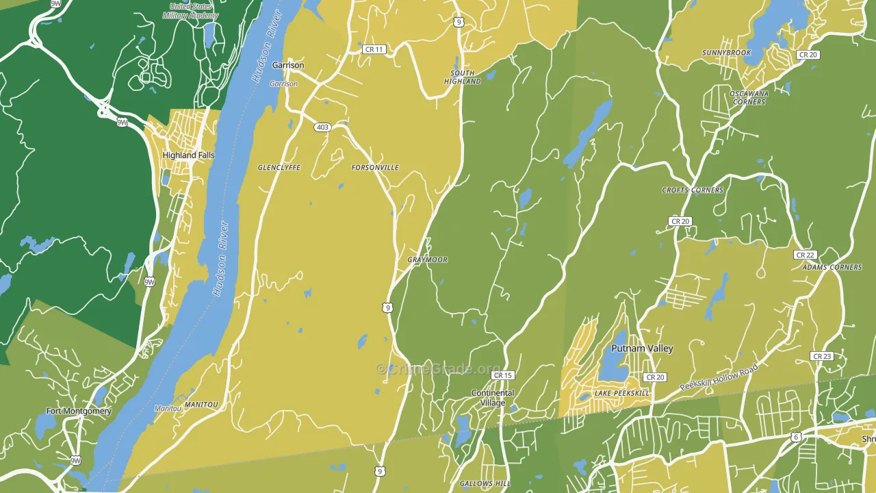 Garrison, NY Map of Vandalism Rates