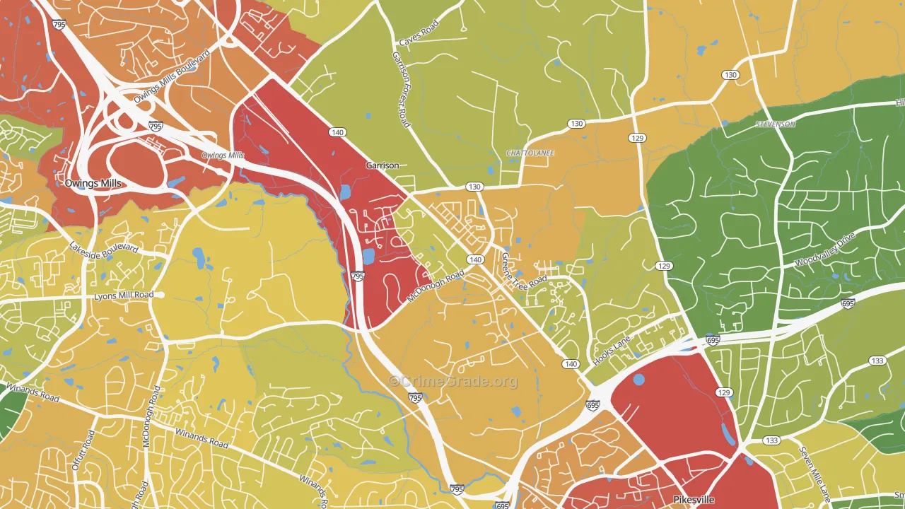 Garrison, Owings Mills, MD Map of Vandalism Rates