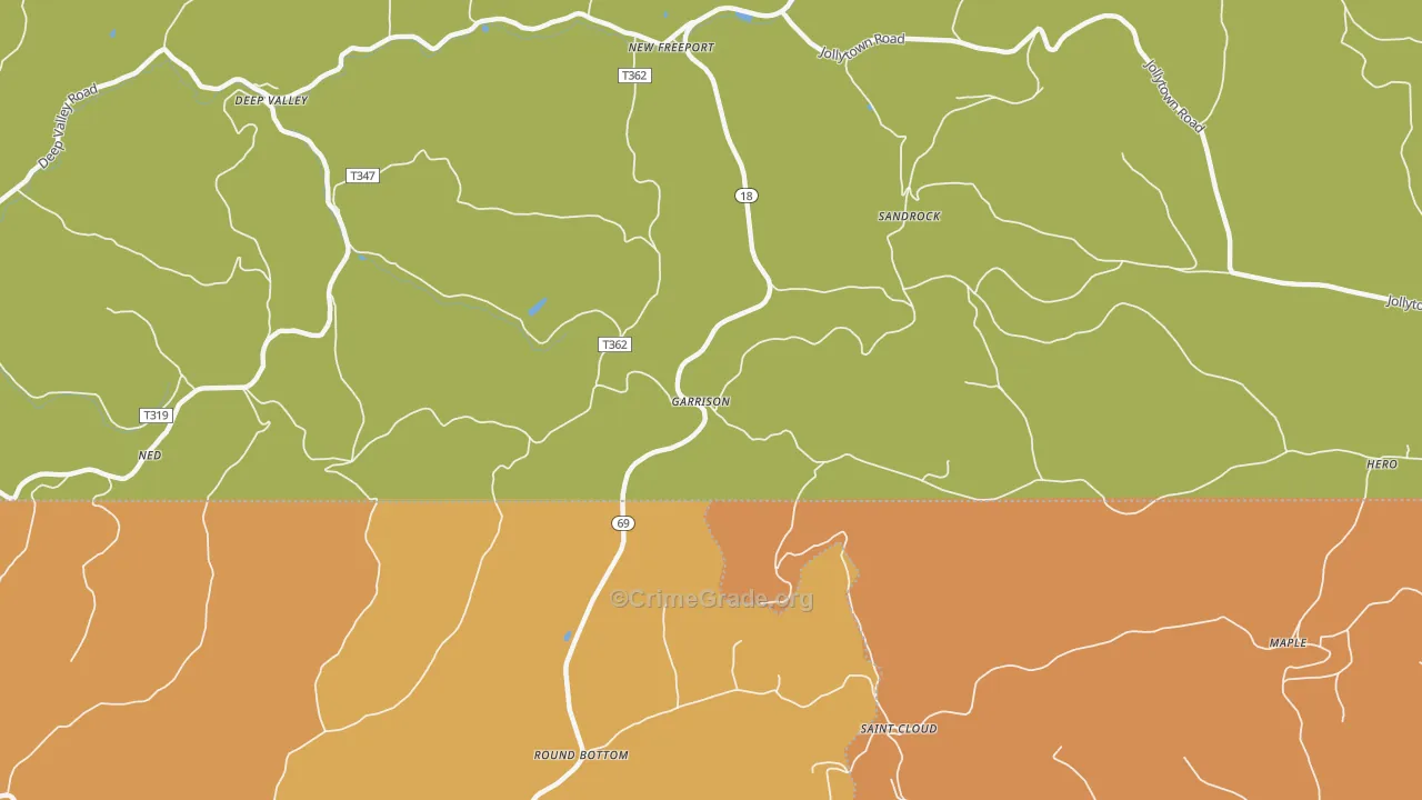 Garrison, PA Map of Vandalism Rates