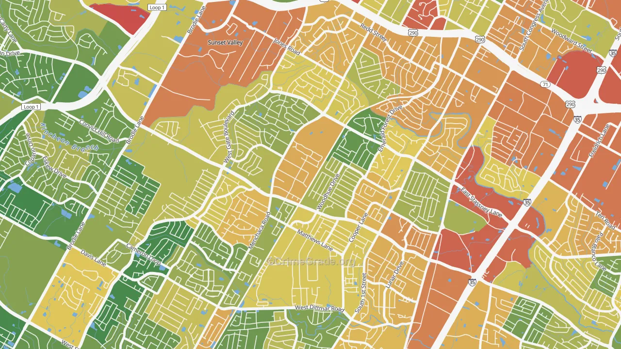 Garrison Park, Austin, TX Map of Vandalism Rates