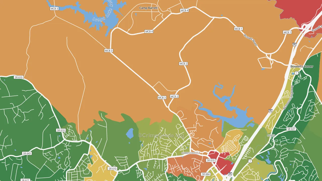 Garrisonville, VA Map of Vandalism Rates