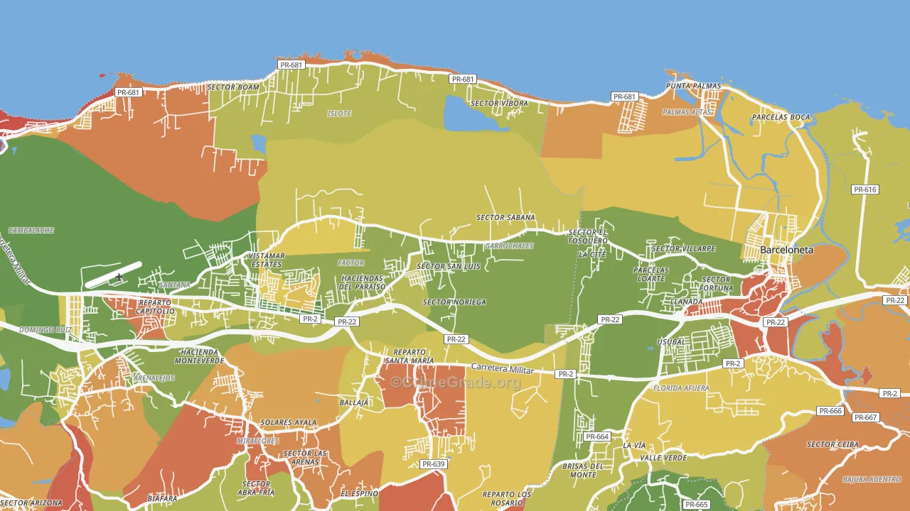Garrochales, PR Map of Vandalism Rates
