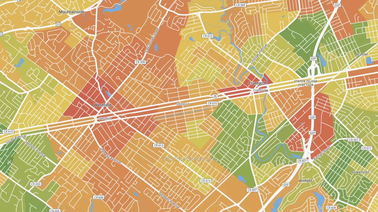 Garwood, NJ Map of Vandalism Rates