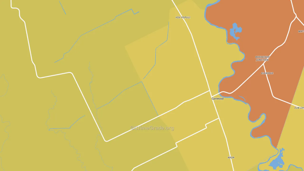 Garwood, TX Map of Vandalism Rates