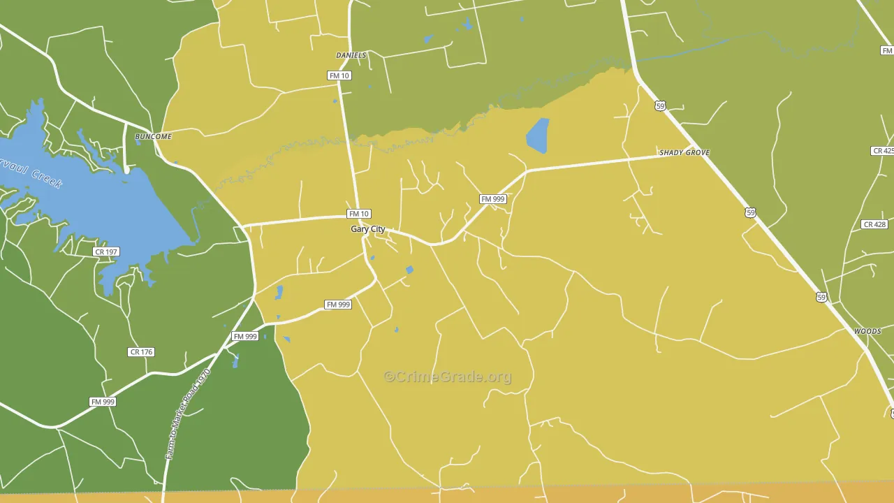 Gary City, TX Map of Vandalism Rates