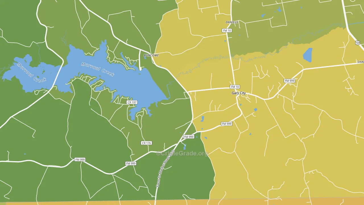 Gary, TX Map of Vandalism Rates