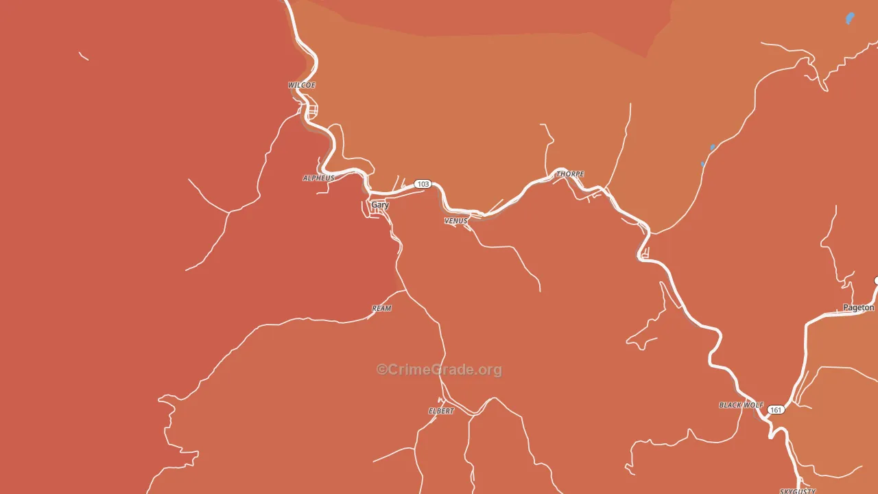 Gary, WV Map of Vandalism Rates
