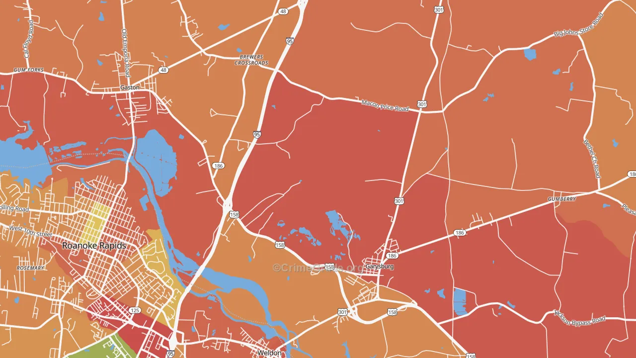 Garysburg, NC Map of Vandalism Rates