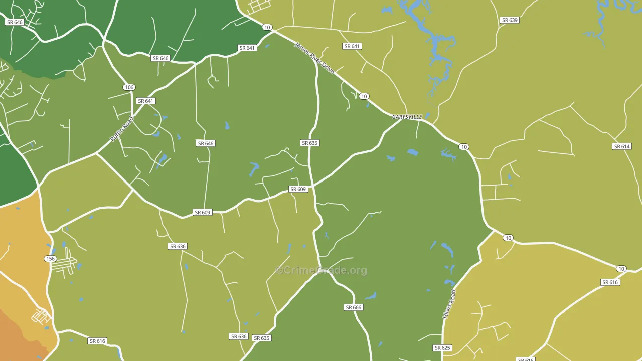Garysville, VA Map of Vandalism Rates
