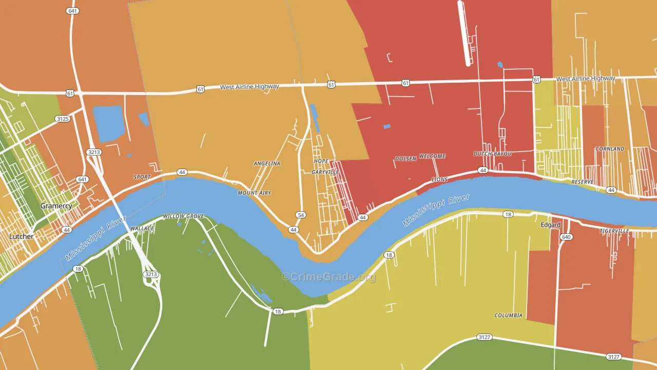 Garyville, LA Map of Vandalism Rates