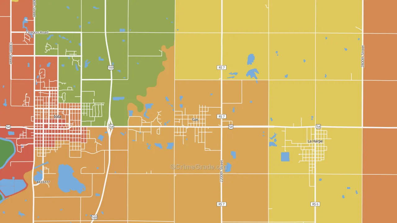 Gas, KS Map of Vandalism Rates