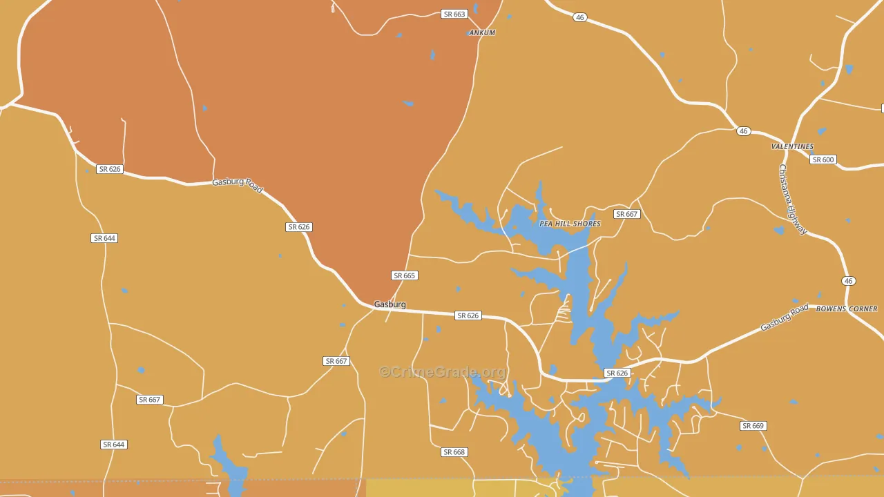 Gasburg, VA Map of Vandalism Rates