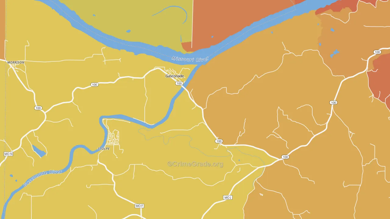 Gasconade, MO Map of Vandalism Rates