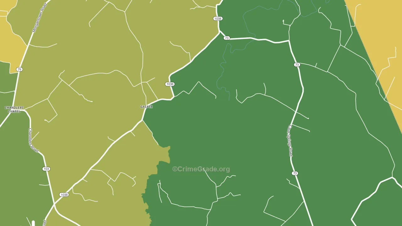 Gasper, KY Map of Vandalism Rates