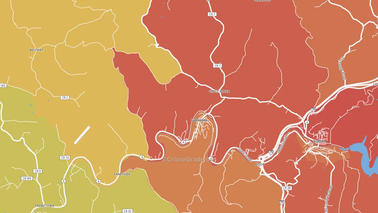 Gassaway, WV Map of Vandalism Rates