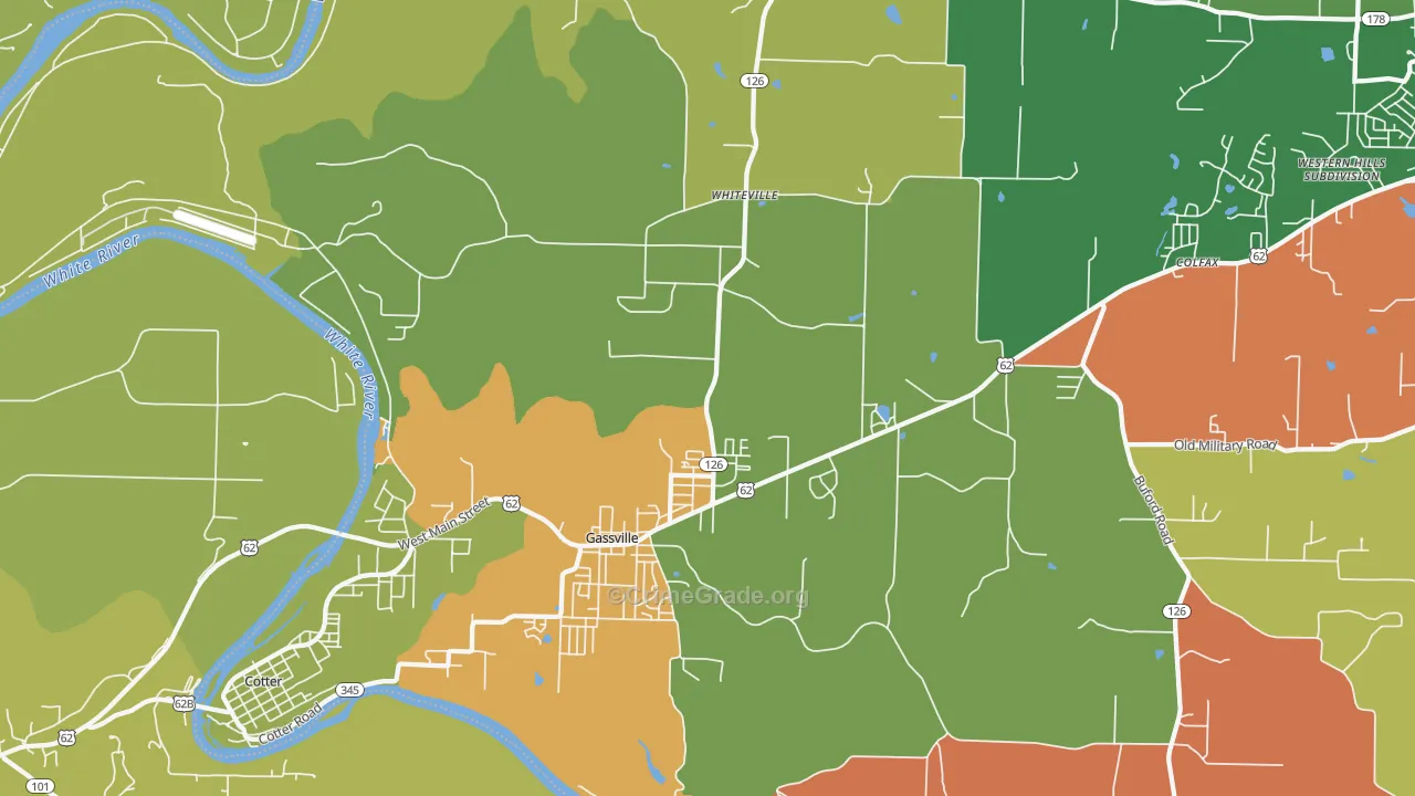 Gassville, AR Map of Vandalism Rates