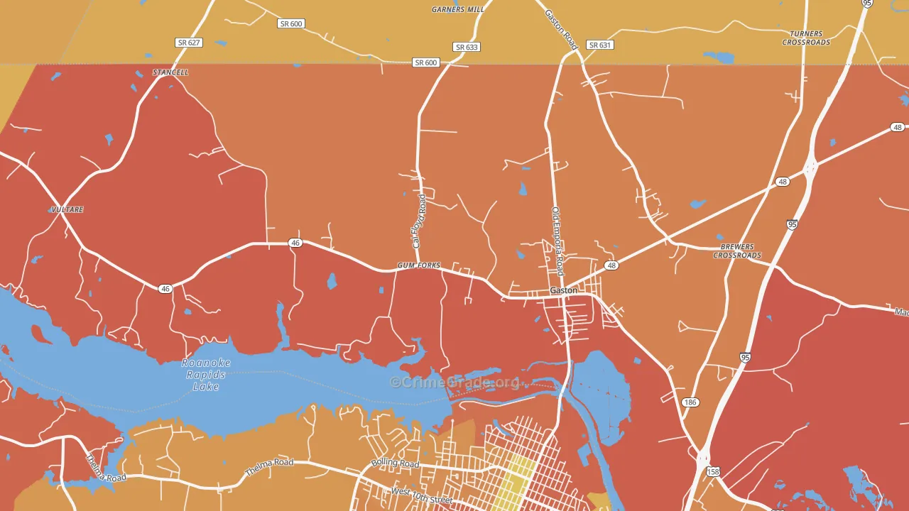 Gaston, NC Map of Vandalism Rates