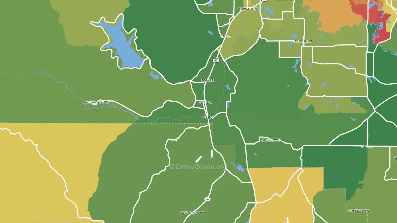 Gaston, OR Map of Vandalism Rates