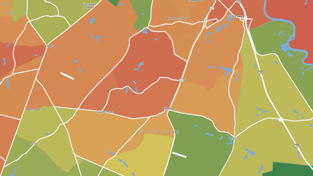 Gaston, SC Map of Vandalism Rates