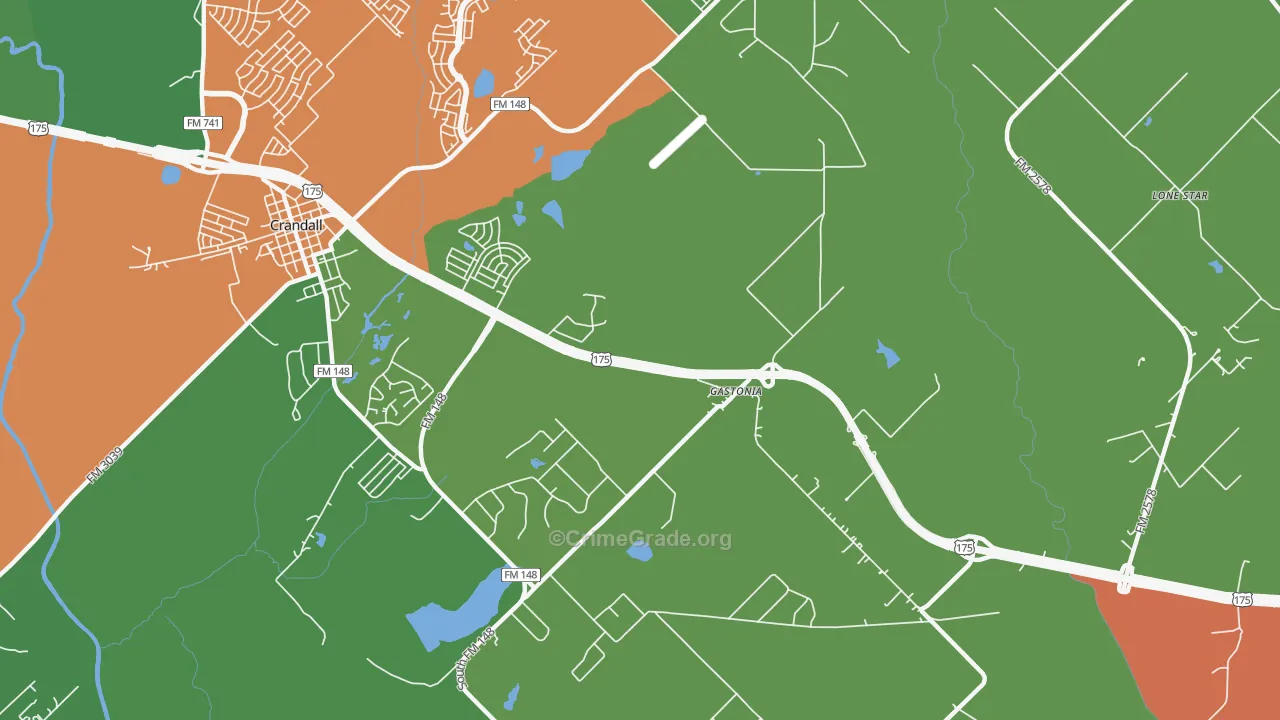 Gastonia, TX Map of Vandalism Rates