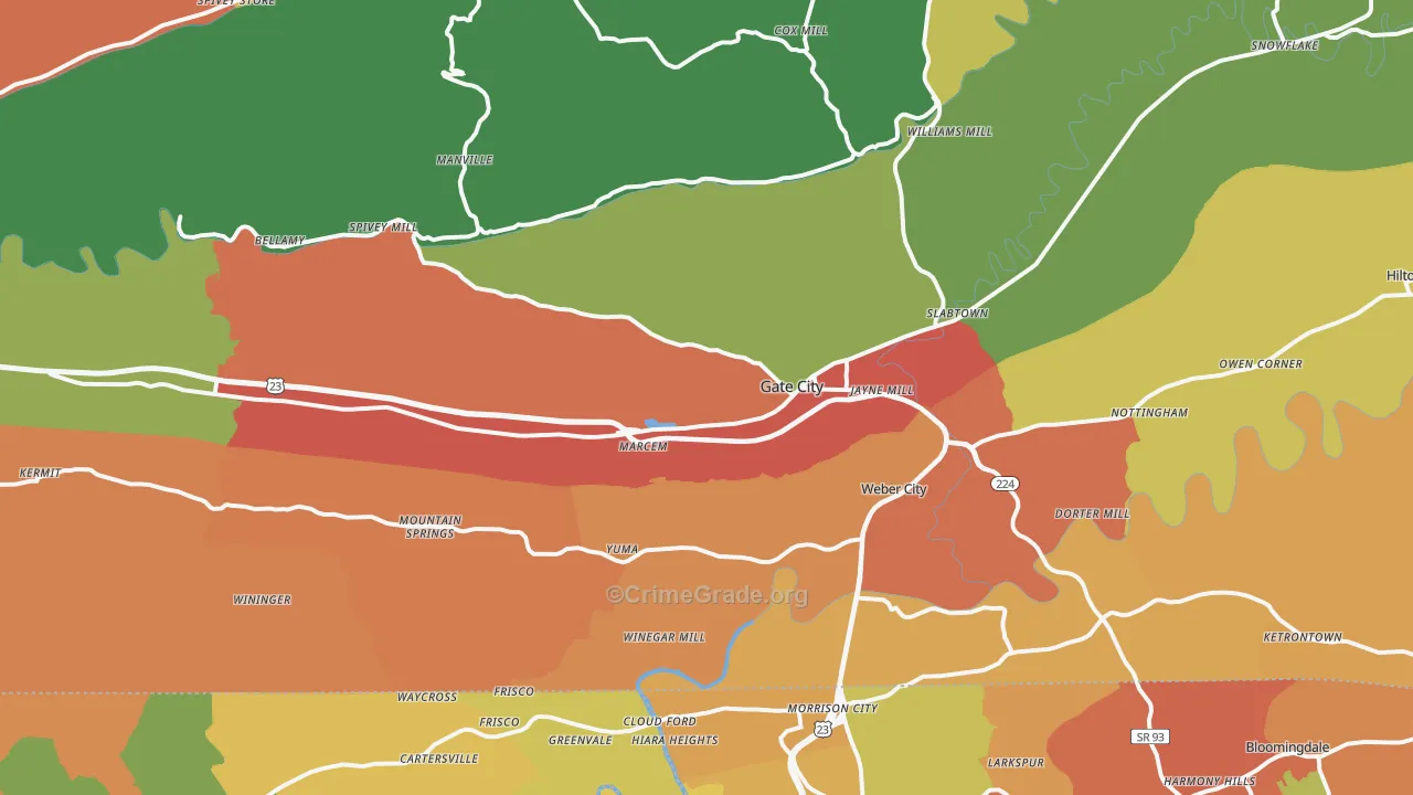 Gate City, VA Map of Vandalism Rates