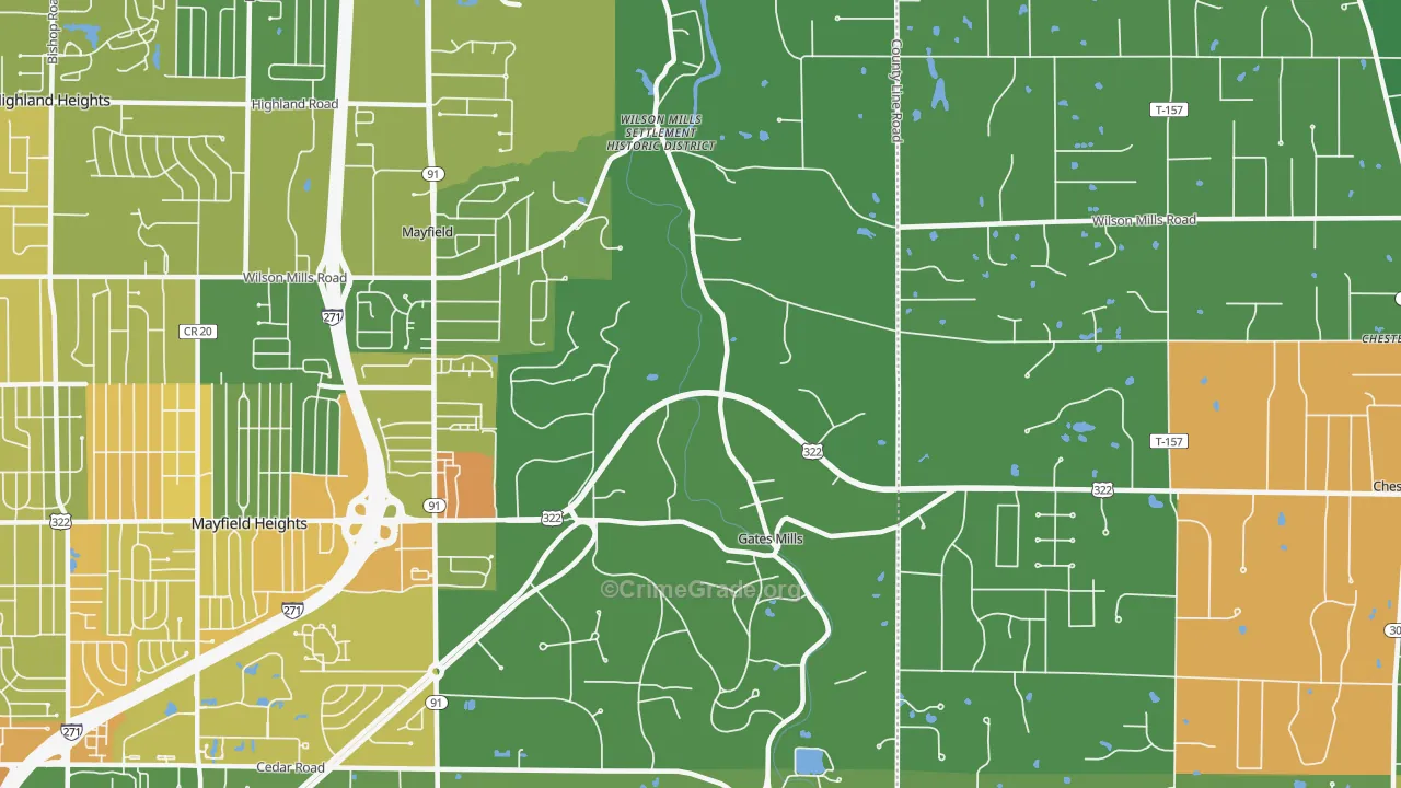 Gates Mills, OH Map of Vandalism Rates