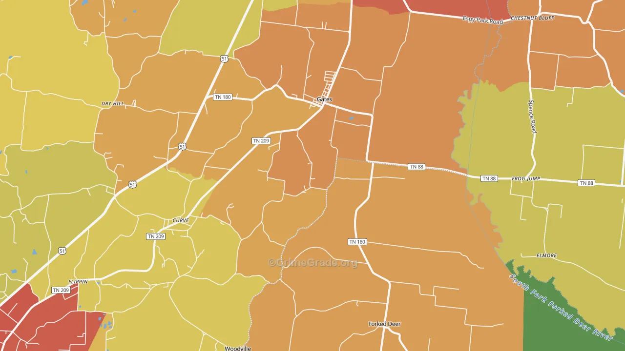 Gates, TN Map of Vandalism Rates
