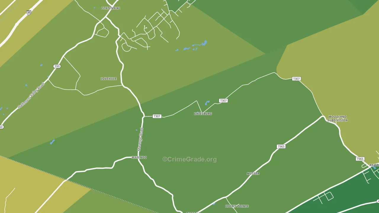 Gatesburg, PA Map of Vandalism Rates