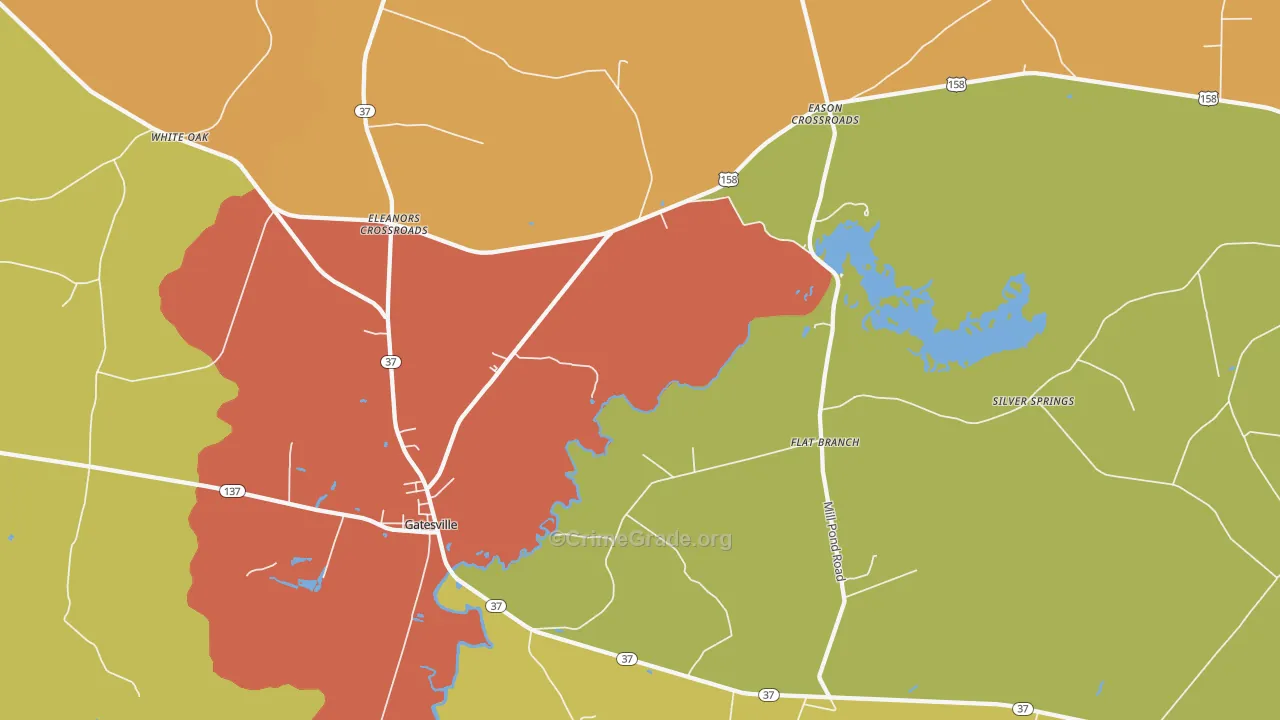 Gatesville, NC Map of Vandalism Rates