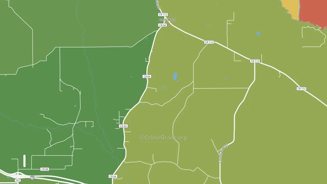 Gateswood, AL Map of Vandalism Rates