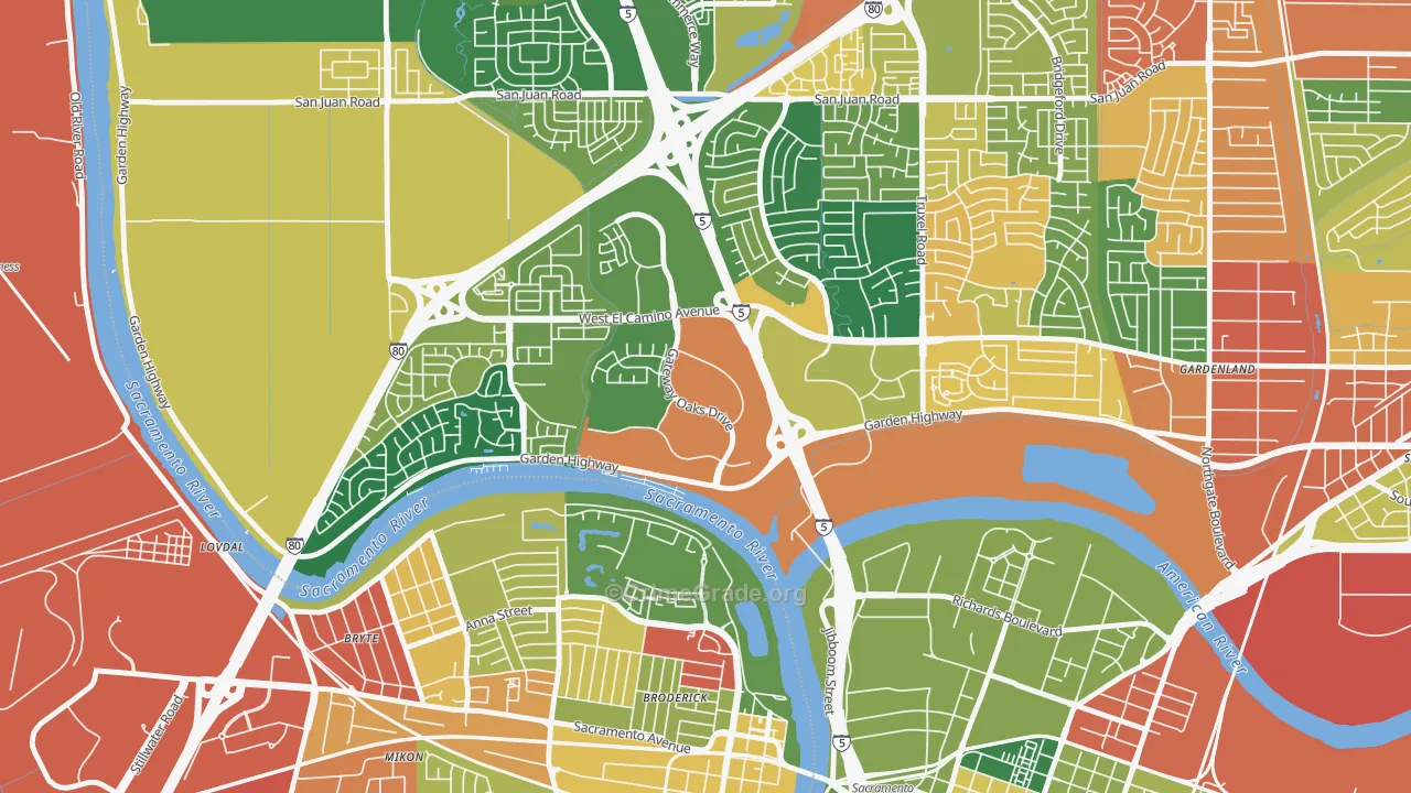 Gateway Center, Sacramento, CA Map of Vandalism Rates