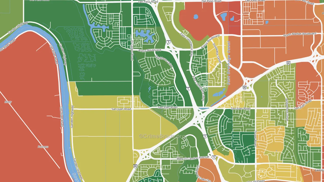 Gateway West, Sacramento, CA Map of Vandalism Rates