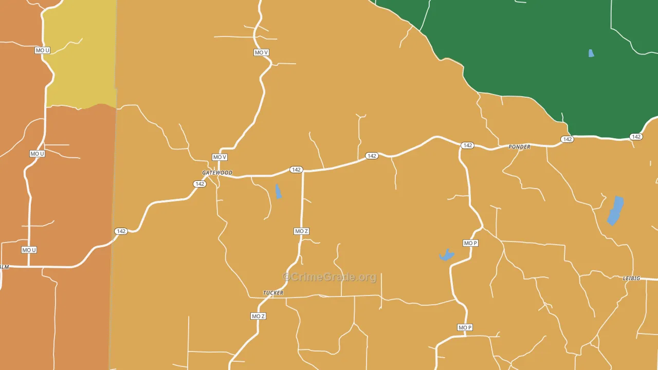 Gatewood, MO Map of Vandalism Rates
