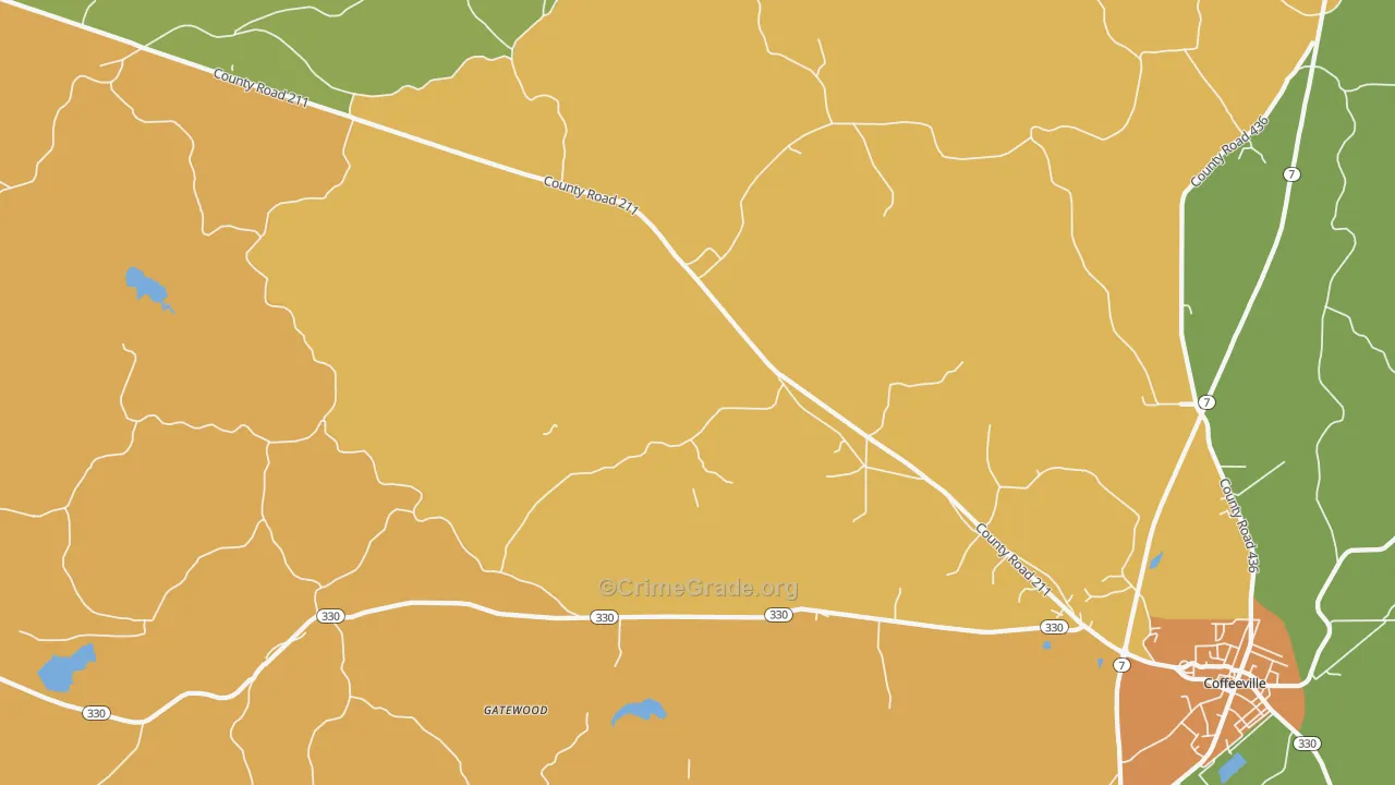 Gatewood, MS Map of Vandalism Rates