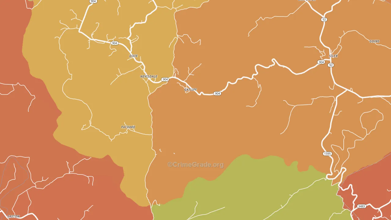 Gatliff, KY Map of Vandalism Rates