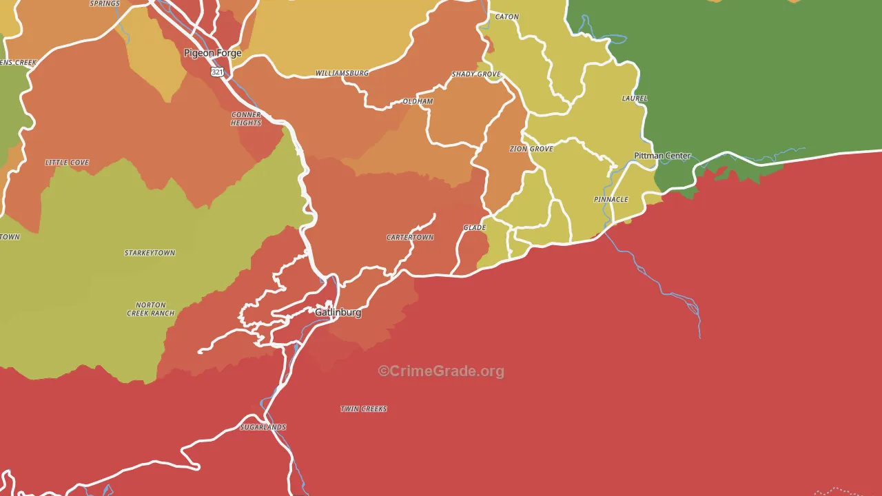 Gatlinburg, TN Map of Vandalism Rates